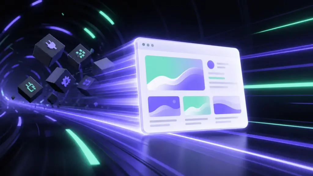 A lightweight webpage moving quickly while unnecessary plugin blocks fall away
